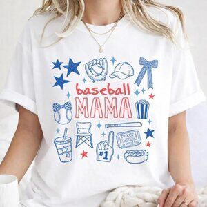 Doodle Baseball Mama Shirt, Cute Retro Style Baseball Mom Tee Gift